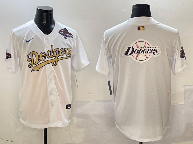 Men Los Angeles Dodgers Blank White Champion gold character 2025 Nike MLB Jersey style 25->los angeles dodgers->MLB Jersey